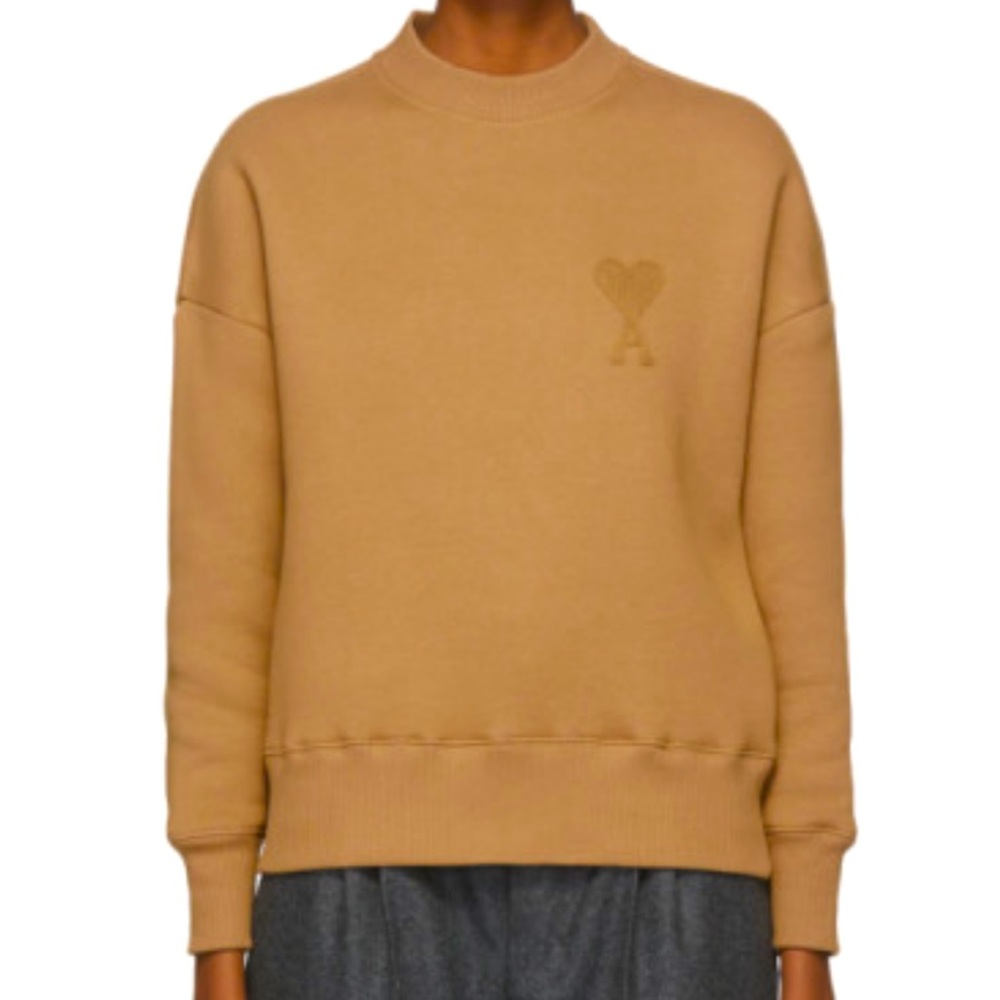 Preowned Ami Paris Ami de coeur crewneck sweatshirt beige small